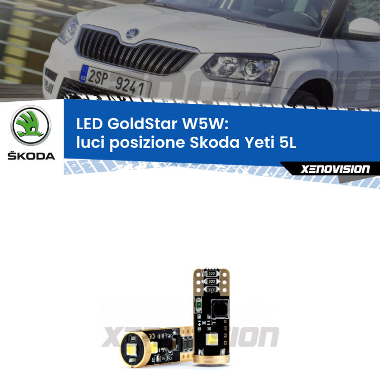 <strong>Luci posizione LED Skoda Yeti</strong> 5L 2009-2013: ottima luminosità a 360 gradi. Si inseriscono ovunque. Canbus, Top Quality.