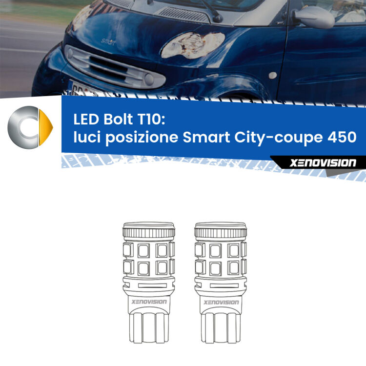 0 Luci posizione LED Smart City-coupe 450 1998-2004: T10 Bolt <strong>Luci posizione LED per Smart City-coupe</strong> 450 1998-2004. Coppia lampade <strong>T10</strong> modello Bolt canbus.