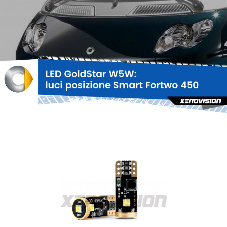 <strong>Luci posizione LED Smart Fortwo</strong> 450 2004-2007: ottima luminosità a 360 gradi. Si inseriscono ovunque. Canbus, Top Quality.