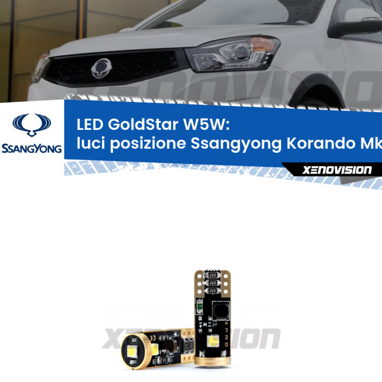 <strong>Luci posizione LED Ssangyong Korando</strong> Mk3 2010-2012: ottima luminosità a 360 gradi. Si inseriscono ovunque. Canbus, Top Quality.
