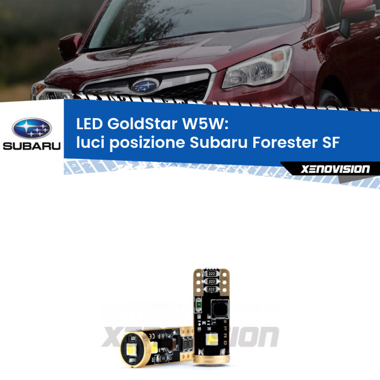<strong>Luci posizione LED Subaru Forester</strong> SF 1997-2002: ottima luminosità a 360 gradi. Si inseriscono ovunque. Canbus, Top Quality.
