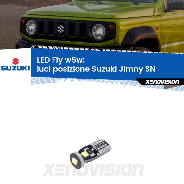 <strong>luci posizione LED per Suzuki Jimny</strong> SN 1998in poi. Coppia lampadine <strong>w5w</strong> Canbus compatte modello Fly Xenovision.