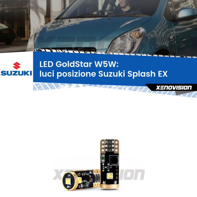 <strong>Luci posizione LED Suzuki Splash</strong> EX 2008in poi: ottima luminosità a 360 gradi. Si inseriscono ovunque. Canbus, Top Quality.