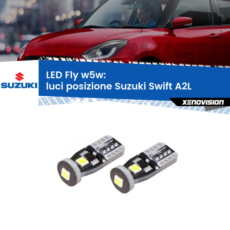 0 Luci posizione LED Suzuki Swift A2L 2017in poi: W5W Fly <strong>luci posizione LED per Suzuki Swift</strong> A2L 2017in poi. Coppia lampadine <strong>w5w</strong> Canbus compatte modello Fly Xenovision.