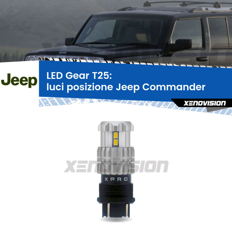 <strong>Luci posizione LED per Jeep Commander</strong>  2005-2010. Lampada <strong>T25</strong> 6000k modello Gear.