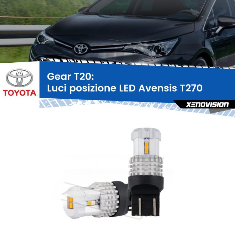 0 Luci posizione LED Toyota Avensis T270 2011-2018: T20 Bolt <strong>LED T20 </strong><strong>Luci posizione</strong> <strong>Toyota</strong> <strong>Avensis </strong>(T270) 2011-2018. Coppia LED effetto Stealth, ottima resa in ogni direzione, Qualità Massima.