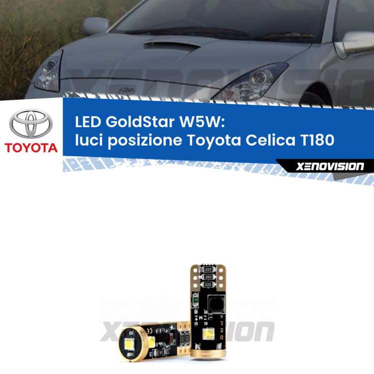 <strong>Luci posizione LED Toyota Celica</strong> T180 1989-1993: ottima luminosità a 360 gradi. Si inseriscono ovunque. Canbus, Top Quality.