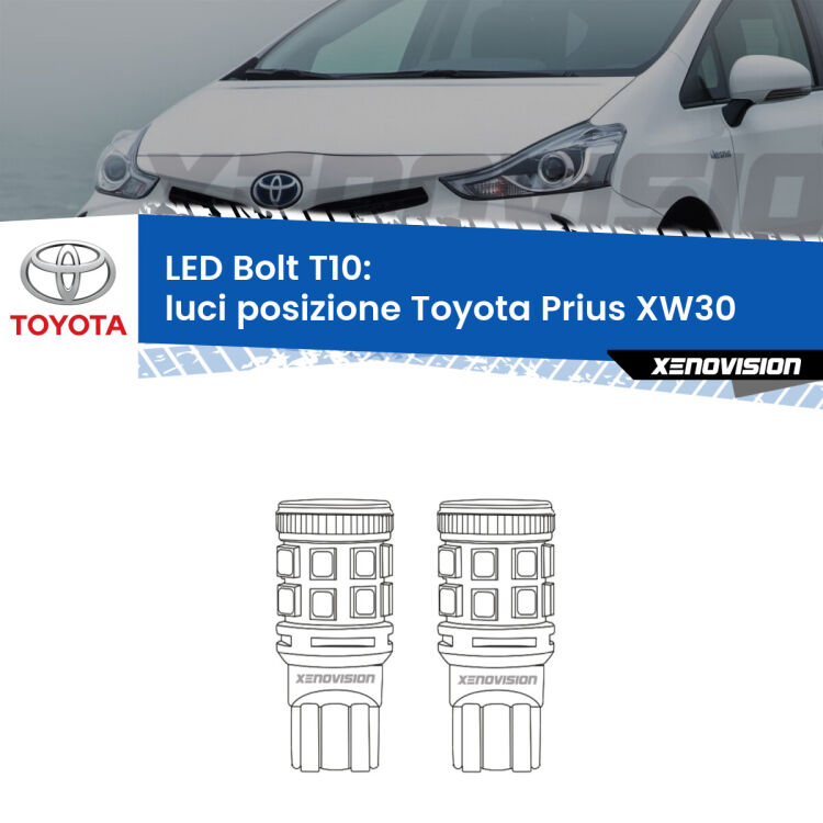 0 Luci posizione LED Toyota Prius XW30 2008-2014: T10 Bolt <strong>Luci posizione LED per Toyota Prius</strong> XW30 2008-2014. Coppia lampade <strong>T10</strong> modello Bolt canbus.
