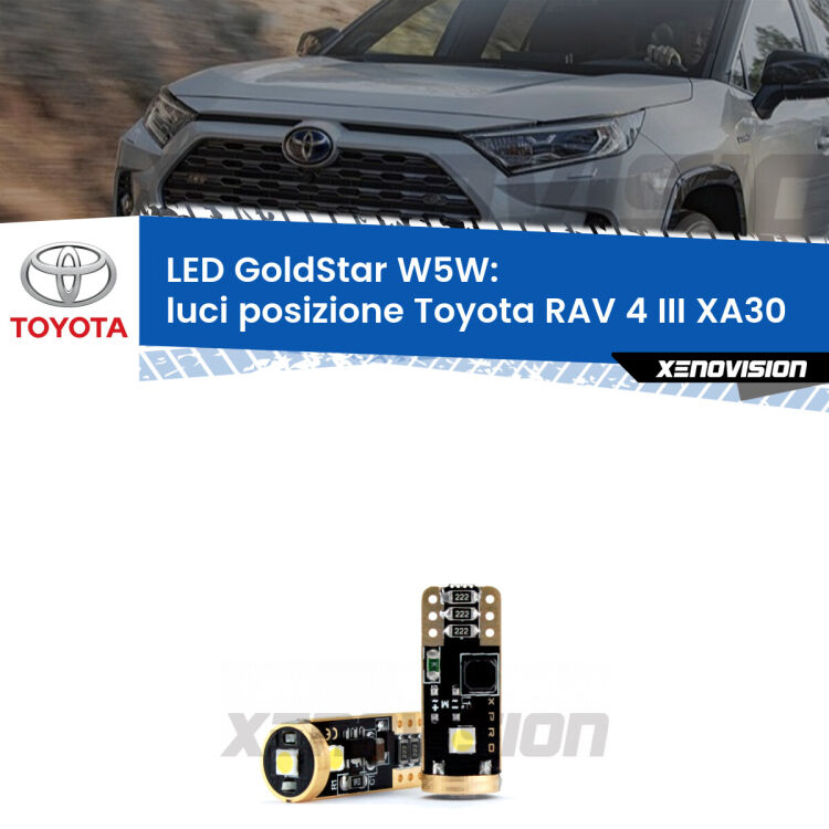 <strong>Luci posizione LED Toyota RAV 4 III</strong> XA30 2005-2014: ottima luminosità a 360 gradi. Si inseriscono ovunque. Canbus, Top Quality.