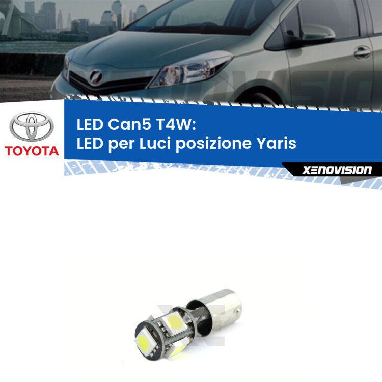 <strong>luci posizione LED per Toyota Yaris</strong> Mk1 1999-2005. Lampadina <strong>Ba9s</strong> Canbus compatta da Xenovision.