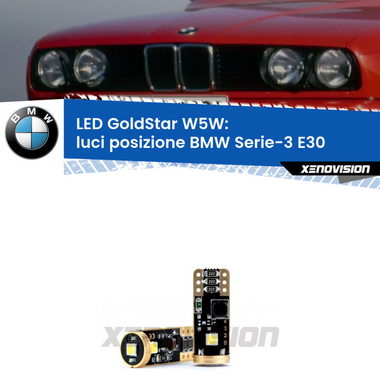 <strong>Luci posizione LED BMW Serie-3</strong> E30 Versione 1: ottima luminosità a 360 gradi. Si inseriscono ovunque. Canbus, Top Quality.