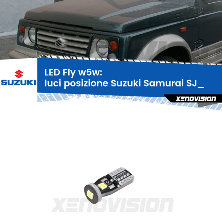 <strong>luci posizione LED per Suzuki Samurai</strong> SJ_ Versione 1. Coppia lampadine <strong>w5w</strong> Canbus compatte modello Fly Xenovision.
