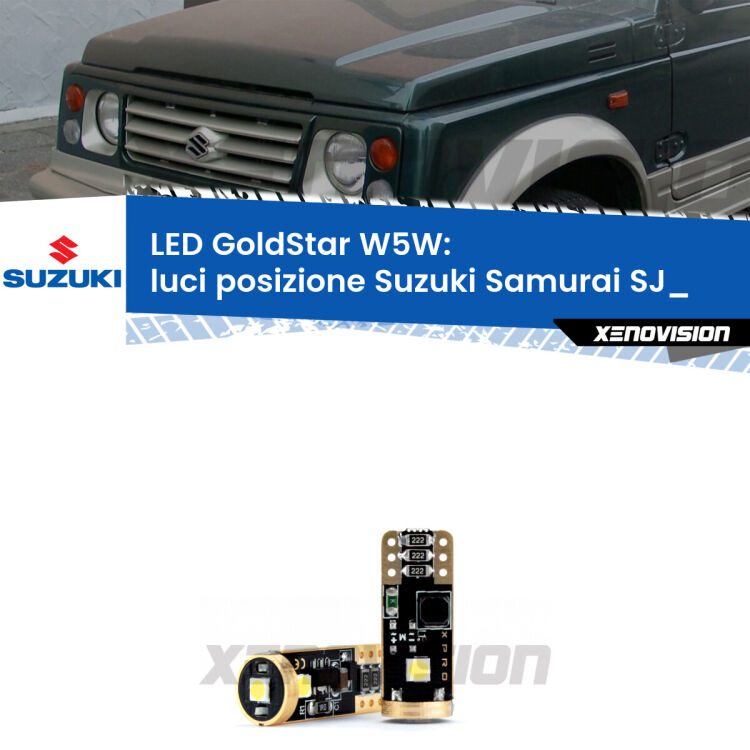<strong>Luci posizione LED Suzuki Samurai</strong> SJ_ Versione 1: ottima luminosità a 360 gradi. Si inseriscono ovunque. Canbus, Top Quality.