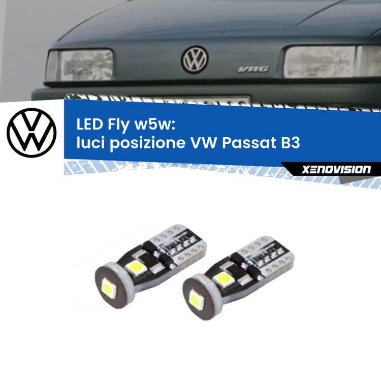 0 Luci posizione LED Versione 1 VW Passat B3: W5W Fly <strong>luci posizione LED per VW Passat</strong> B3 Versione 1. Coppia lampadine <strong>w5w</strong> Canbus compatte modello Fly Xenovision.