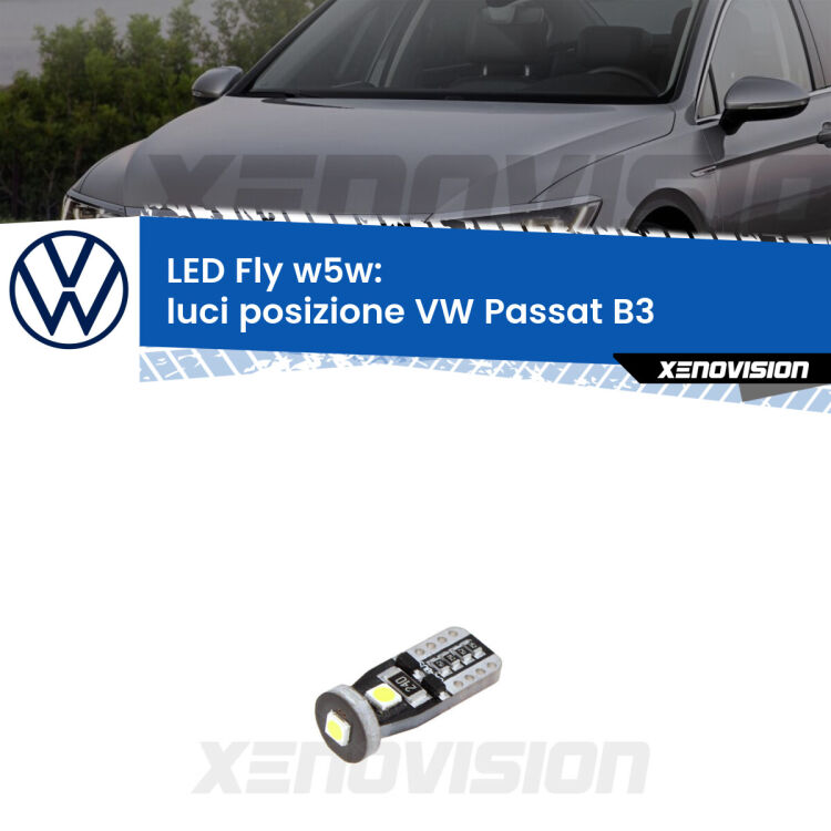 <strong>luci posizione LED per VW Passat</strong> B3 Versione 1. Coppia lampadine <strong>w5w</strong> Canbus compatte modello Fly Xenovision.