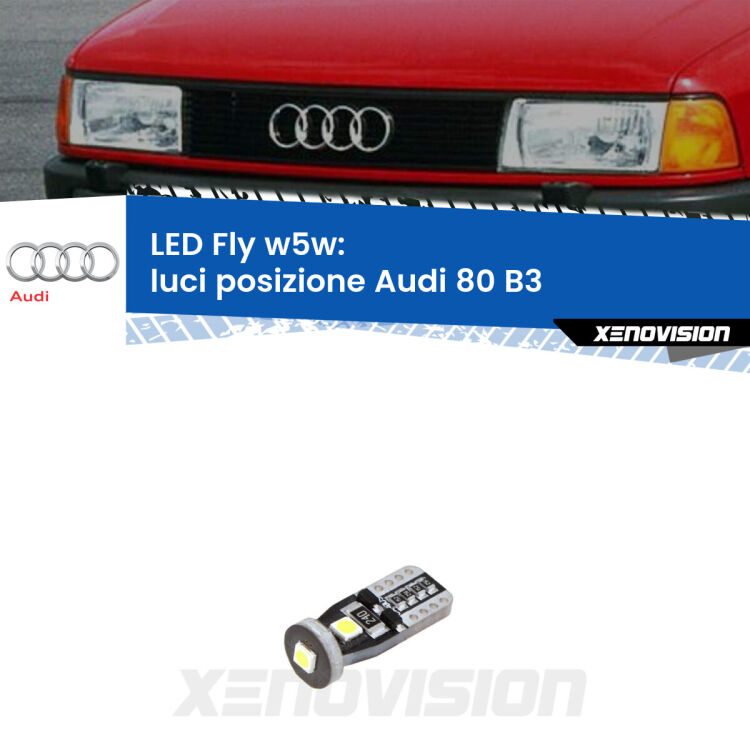 <strong>luci posizione LED per Audi 80</strong> B3 Versione 2. Coppia lampadine <strong>w5w</strong> Canbus compatte modello Fly Xenovision.