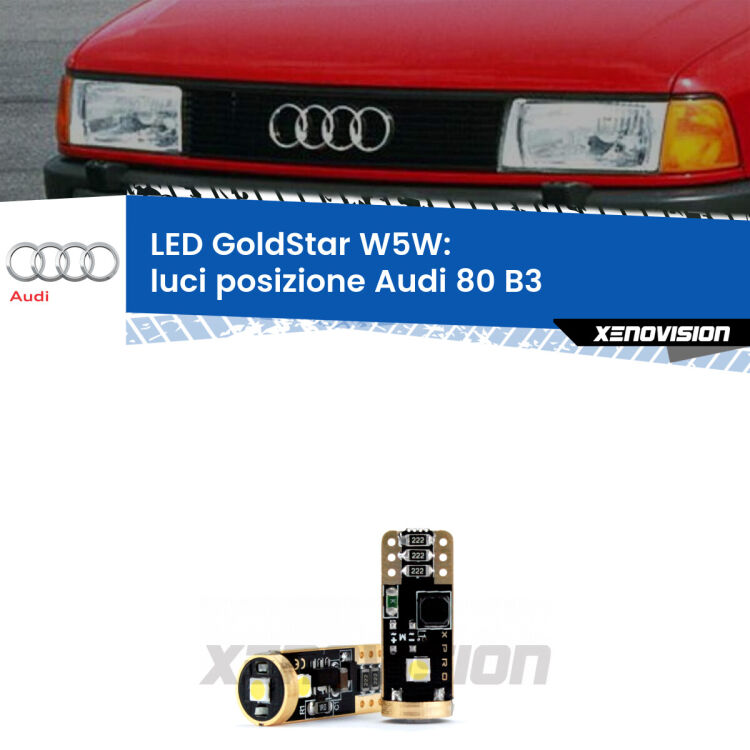 <strong>Luci posizione LED Audi 80</strong> B3 Versione 2: ottima luminosità a 360 gradi. Si inseriscono ovunque. Canbus, Top Quality.