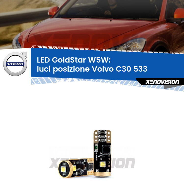 <strong>Luci posizione LED Volvo C30</strong> 533 2006-2013: ottima luminosità a 360 gradi. Si inseriscono ovunque. Canbus, Top Quality.