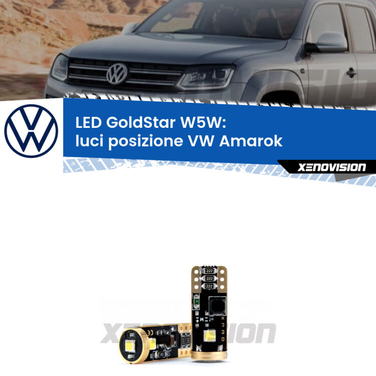 <strong>Luci posizione LED VW Amarok</strong>  2010-2016: ottima luminosità a 360 gradi. Si inseriscono ovunque. Canbus, Top Quality.