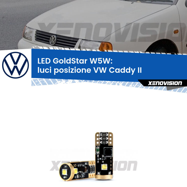 <strong>Luci posizione LED VW Caddy II</strong>  1996-2004: ottima luminosità a 360 gradi. Si inseriscono ovunque. Canbus, Top Quality.