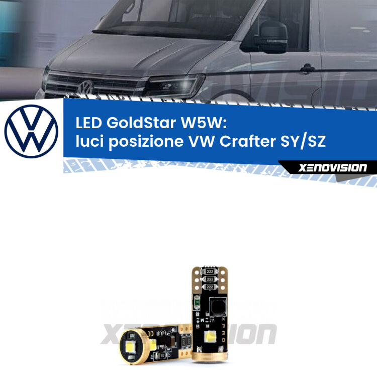 <strong>Luci posizione LED VW Crafter</strong> SY/SZ 2016in poi: ottima luminosità a 360 gradi. Si inseriscono ovunque. Canbus, Top Quality.
