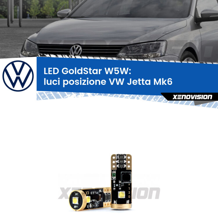 <strong>Luci posizione LED VW Jetta</strong> Mk6 2010-2017: ottima luminosità a 360 gradi. Si inseriscono ovunque. Canbus, Top Quality.