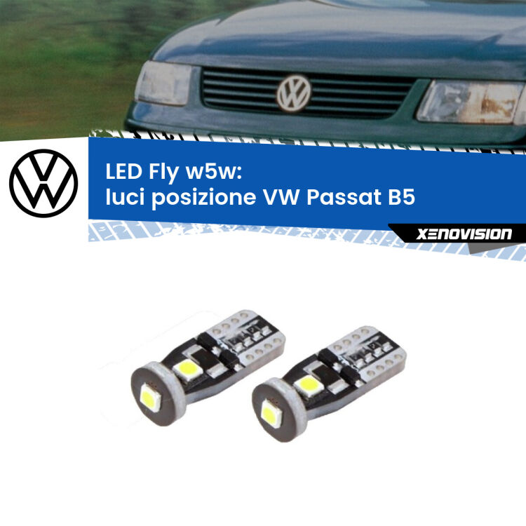 0 Luci posizione LED VW Passat B5 1996-2000: W5W Fly <strong>luci posizione LED per VW Passat</strong> B5 1996-2000. Coppia lampadine <strong>w5w</strong> Canbus compatte modello Fly Xenovision.