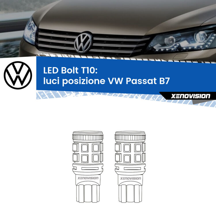 0 Luci posizione LED VW Passat B7 2010-2014: T10 Bolt <strong>Luci posizione LED per VW Passat</strong> B7 2010-2014. Coppia lampade <strong>T10</strong> modello Bolt canbus.