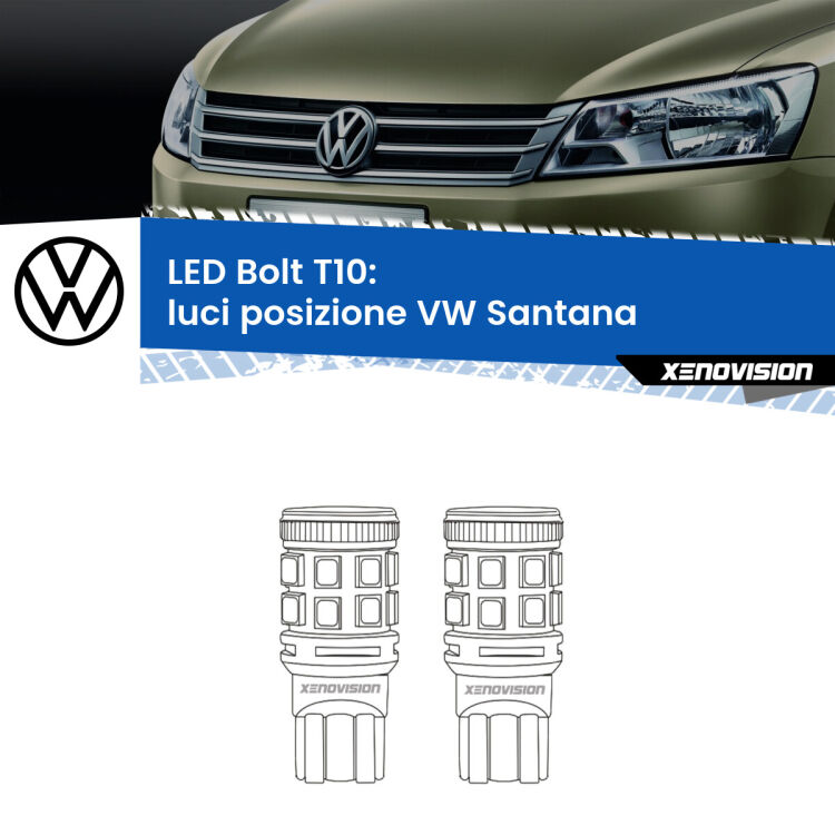0 Luci posizione LED VW Santana 1995-2012: T10 Bolt <strong>Luci posizione LED per VW Santana</strong> 1995-2012. Coppia lampade <strong>T10</strong> modello Bolt canbus.