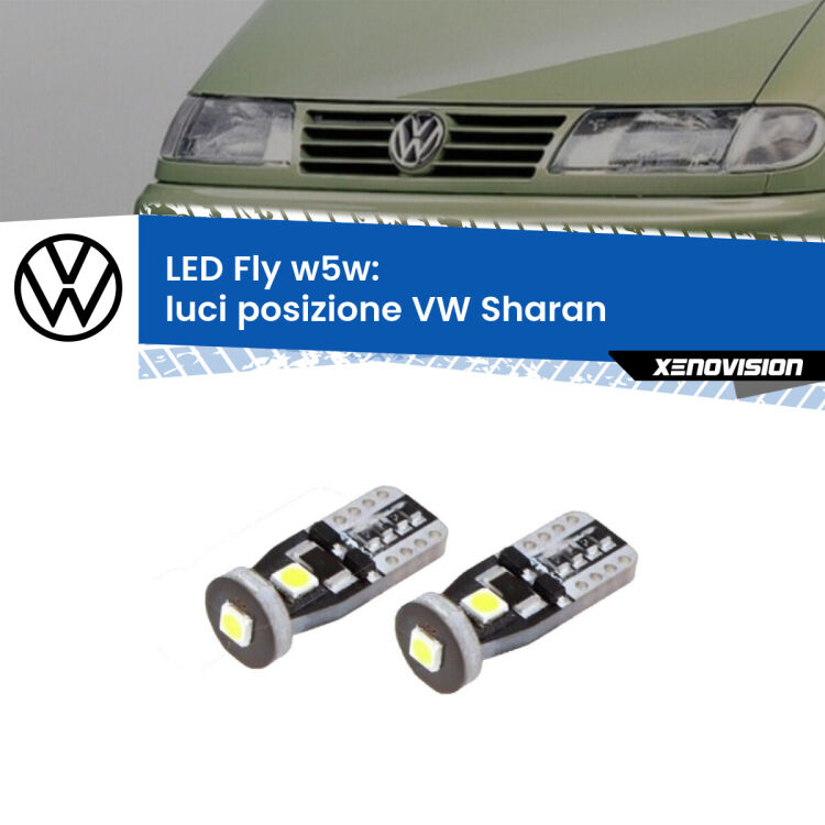 0 Luci posizione LED VW Sharan  1995-2010: W5W Fly <strong>luci posizione LED per VW Sharan</strong>  1995-2010. Coppia lampadine <strong>w5w</strong> Canbus compatte modello Fly Xenovision.