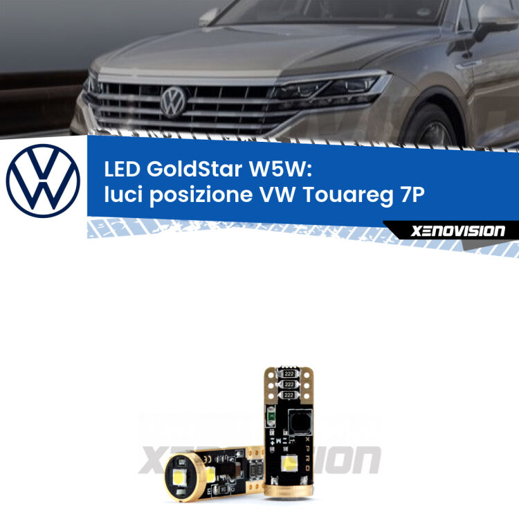 <strong>Luci posizione LED VW Touareg</strong> 7P 2010-2014: ottima luminosità a 360 gradi. Si inseriscono ovunque. Canbus, Top Quality.