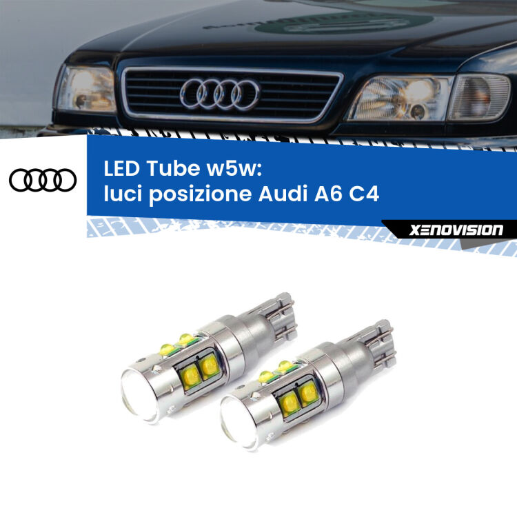 0 Luci posizione LED W5W Audi A6 C4 1994-1997 W5W Tube <strong>Luci posizione LED 6000k per Audi A6</strong> C4 1994-1997. Lampadine <strong>W5W</strong> canbus modello Tube, luce bianco lunare, lunga durata e compatibilità.