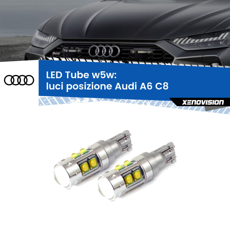 0 Luci posizione LED W5W Audi A6 C8 2018in poi W5W Tube <strong>Luci posizione LED 6000k per Audi A6</strong> C8 2018in poi. Lampadine <strong>W5W</strong> canbus modello Tube, luce bianco lunare, lunga durata e compatibilità.