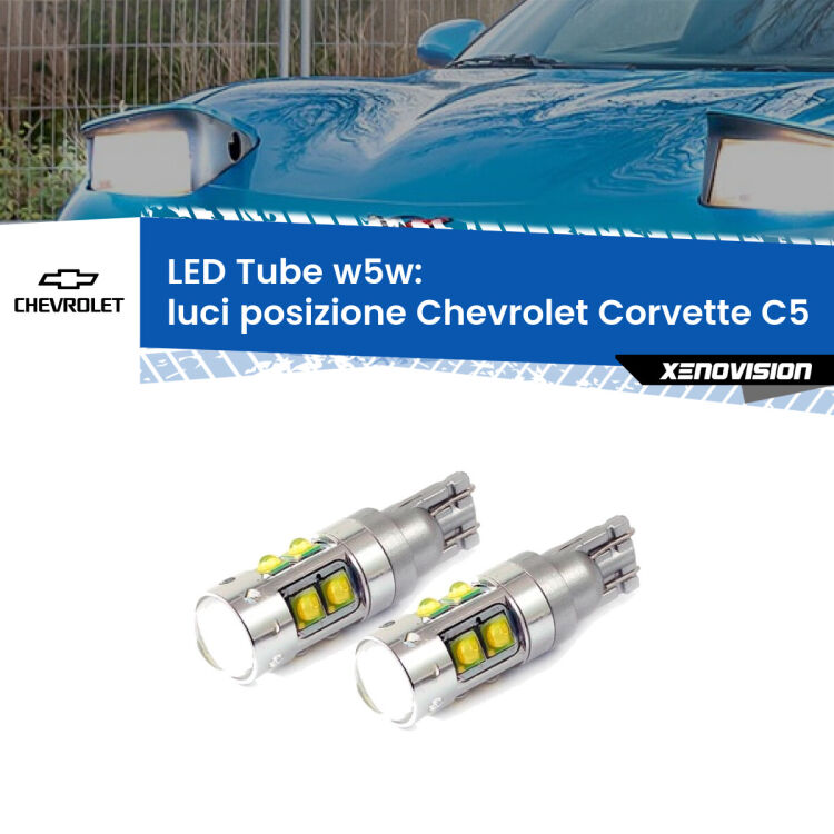 0 Luci posizione LED W5W Chevrolet Corvette C5 1997-2004 W5W Tube <strong>Luci posizione LED 6000k per Chevrolet Corvette</strong> C5 1997-2004. Lampadine <strong>W5W</strong> canbus modello Tube, luce bianco lunare, lunga durata e compatibilità.