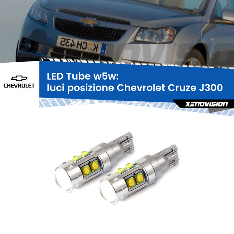 0 Luci posizione LED W5W Chevrolet Cruze J300 2009-2019 W5W Tube <strong>Luci posizione LED 6000k per Chevrolet Cruze</strong> J300 2009-2019. Lampadine <strong>W5W</strong> canbus modello Tube, luce bianco lunare, lunga durata e compatibilità.