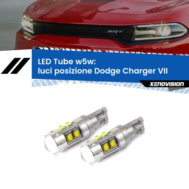 0 Luci posizione LED W5W Dodge Charger VII 2011-2014 W5W Tube <strong>Luci posizione LED 6000k per Dodge Charger</strong> VII 2011-2014. Lampadine <strong>W5W</strong> canbus modello Tube, luce bianco lunare, lunga durata e compatibilità.