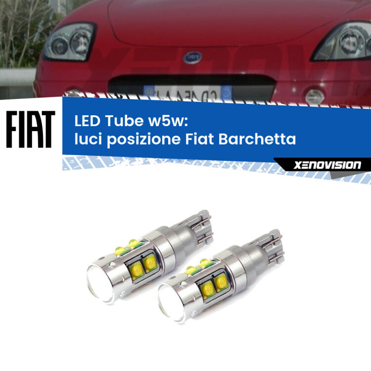 0 Luci posizione LED W5W Fiat Barchetta  1995-2005 W5W Tube <strong>Luci posizione LED 6000k per Fiat Barchetta</strong>  1995-2005. Lampadine <strong>W5W</strong> canbus modello Tube, luce bianco lunare, lunga durata e compatibilità.