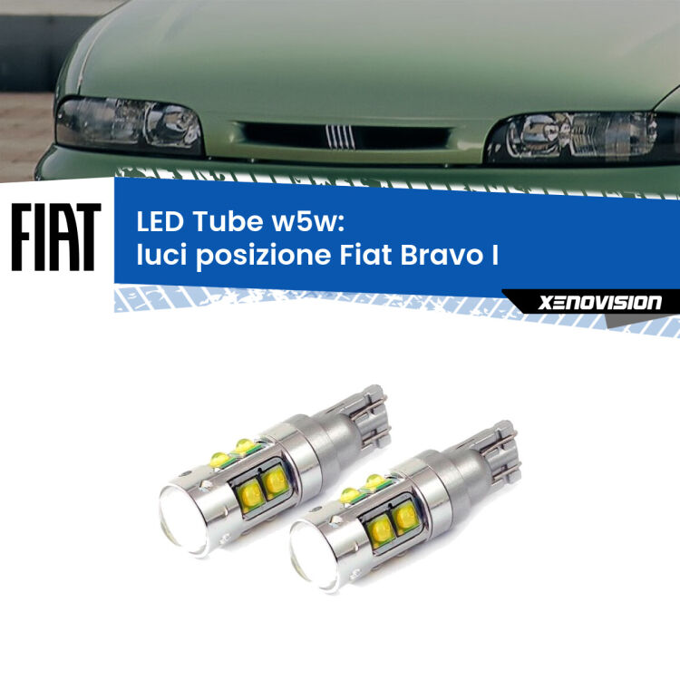 0 Luci posizione LED W5W Fiat Bravo I 1995-2001 W5W Tube <strong>Luci posizione LED 6000k per Fiat Bravo I</strong> 1995-2001. Lampadine <strong>W5W</strong> canbus modello Tube, luce bianco lunare, lunga durata e compatibilità.
