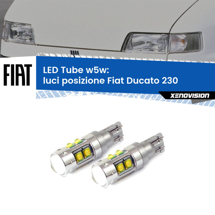 0 Luci posizione LED W5W Fiat Ducato 230 1994-2002 W5W Tube <strong>Luci posizione LED 6000k per Fiat Ducato</strong> 230 1994-2002. Lampadine <strong>W5W</strong> canbus modello Tube, luce bianco lunare, lunga durata e compatibilità.
