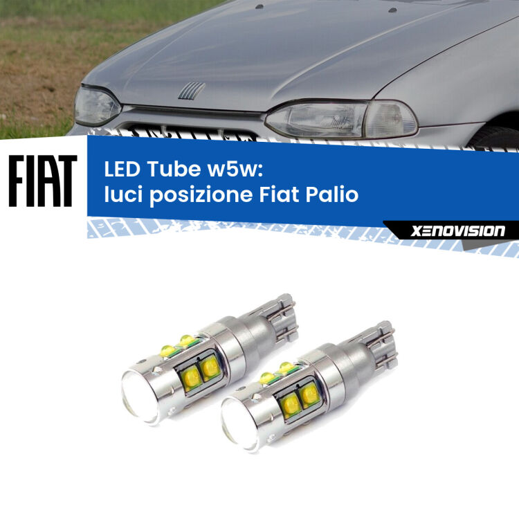 0 Luci posizione LED W5W Fiat Palio 1996-2003 W5W Tube <strong>Luci posizione LED 6000k per Fiat Palio</strong> 1996-2003. Lampadine <strong>W5W</strong> canbus modello Tube, luce bianco lunare, lunga durata e compatibilità.