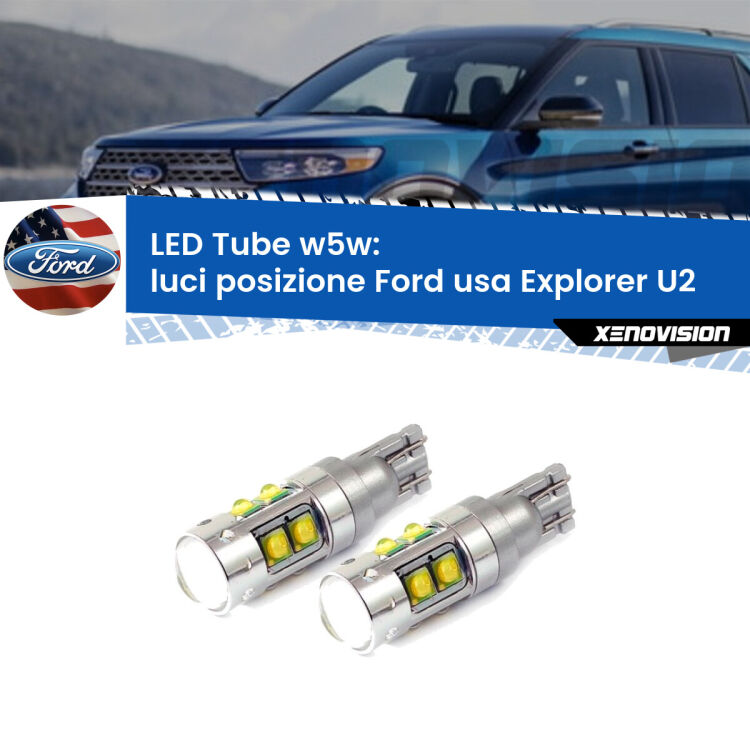 0 Luci posizione LED W5W Ford usa Explorer U2 1995-2001 W5W Tube <strong>Luci posizione LED 6000k per Ford usa Explorer</strong> U2 1995-2001. Lampadine <strong>W5W</strong> canbus modello Tube, luce bianco lunare, lunga durata e compatibilità.
