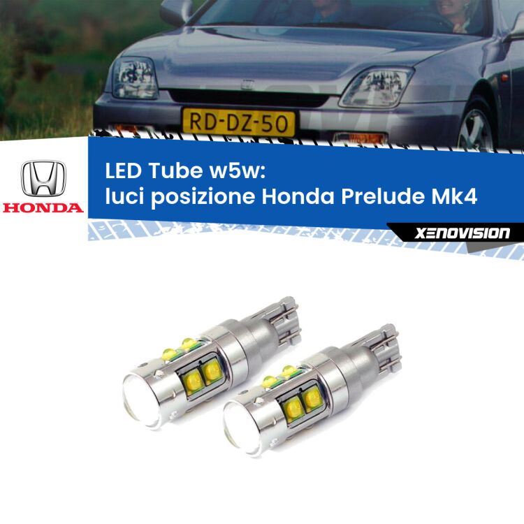 0 Luci posizione LED W5W Honda Prelude Mk4 1992-1996 W5W Tube <strong>Luci posizione LED 6000k per Honda Prelude</strong> Mk4 1992-1996. Lampadine <strong>W5W</strong> canbus modello Tube, luce bianco lunare, lunga durata e compatibilità.