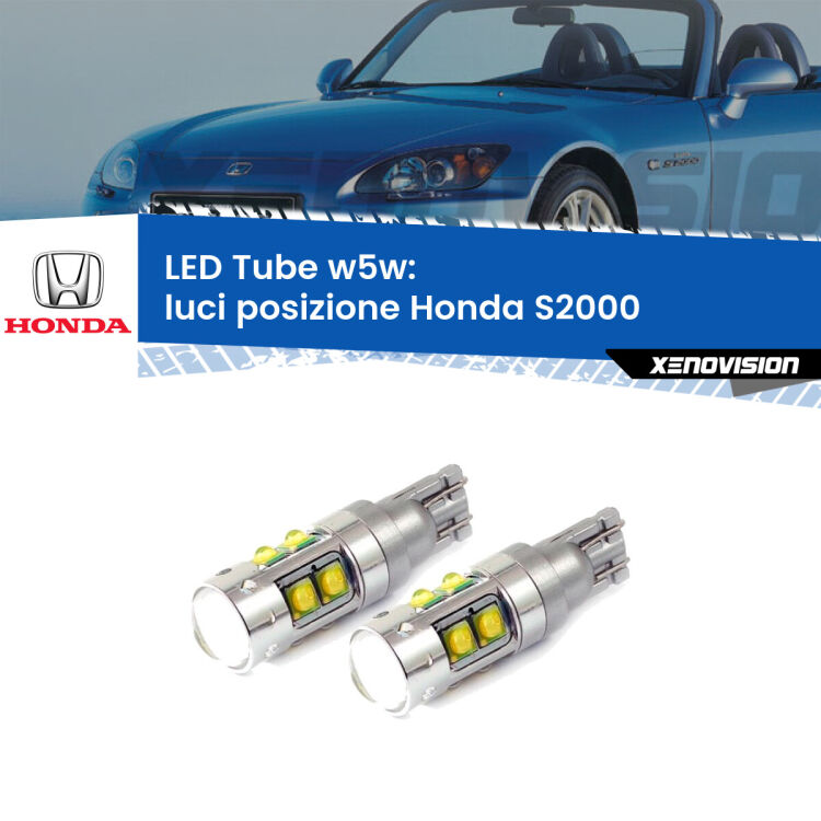 0 Luci posizione LED W5W Honda S2000 1999-2009 W5W Tube <strong>Luci posizione LED 6000k per Honda S2000</strong> 1999-2009. Lampadine <strong>W5W</strong> canbus modello Tube, luce bianco lunare, lunga durata e compatibilità.
