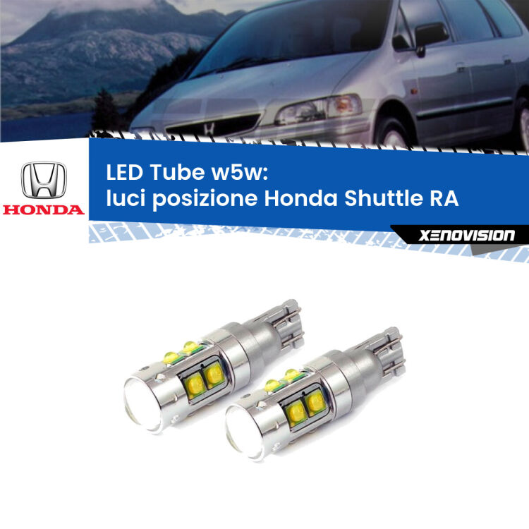 0 Luci posizione LED W5W Honda Shuttle RA 1994-2004 W5W Tube <strong>Luci posizione LED 6000k per Honda Shuttle</strong> RA 1994-2004. Lampadine <strong>W5W</strong> canbus modello Tube, luce bianco lunare, lunga durata e compatibilità.