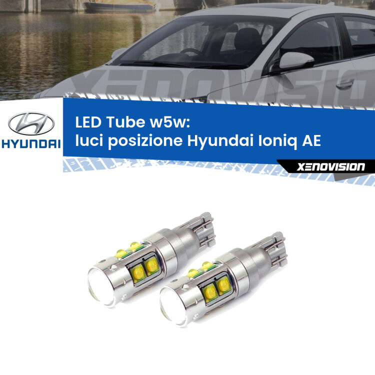 0 Luci posizione LED W5W Hyundai Ioniq AE 2016in poi W5W Tube <strong>Luci posizione LED 6000k per Hyundai Ioniq</strong> AE 2016in poi. Lampadine <strong>W5W</strong> canbus modello Tube, luce bianco lunare, lunga durata e compatibilità.