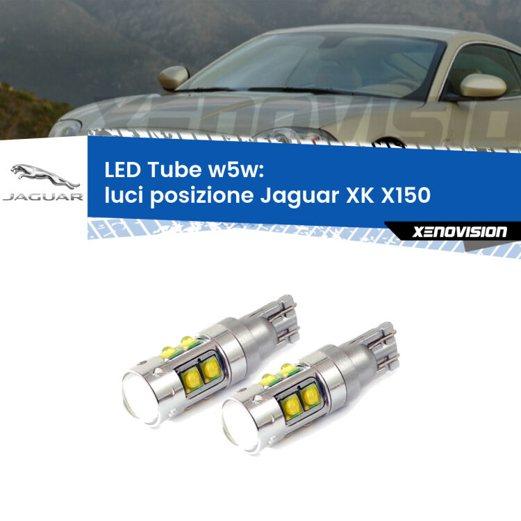 0 Luci posizione LED W5W Jaguar XK X150 2006-2011 W5W Tube <strong>Luci posizione LED 6000k per Jaguar XK</strong> X150 2006-2011. Lampadine <strong>W5W</strong> canbus modello Tube, luce bianco lunare, lunga durata e compatibilità.