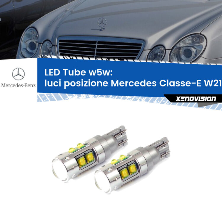 Luci posizione LED W5W Mercedes Classe-E W211 2002-2009 W5W Tube <strong>Luci posizione LED 6000k per Mercedes Classe-E</strong> W211 2002-2009. Lampadine <strong>W5W</strong> canbus modello Tube, luce bianco lunare, lunga durata e compatibilità.