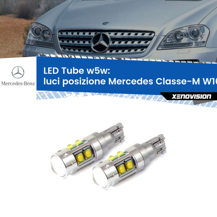 0 Luci posizione LED W5W Mercedes Classe-M W164 2005-2011 W5W Tube <strong>Luci posizione LED 6000k per Mercedes Classe-M</strong> W164 2005-2011. Lampadine <strong>W5W</strong> canbus modello Tube, luce bianco lunare, lunga durata e compatibilità.