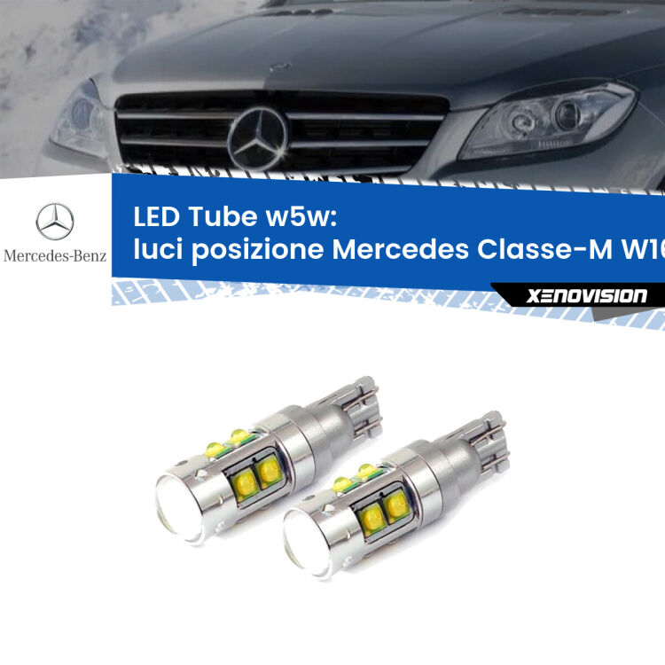 0 Luci posizione LED W5W Mercedes Classe-M W166 2011-2015 W5W Tube <strong>Luci posizione LED 6000k per Mercedes Classe-M</strong> W166 2011-2015. Lampadine <strong>W5W</strong> canbus modello Tube, luce bianco lunare, lunga durata e compatibilità.