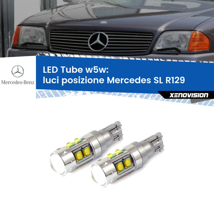 0 Luci posizione LED W5W Mercedes SL R129 1989-2001 W5W Tube <strong>Luci posizione LED 6000k per Mercedes SL</strong> R129 1989-2001. Lampadine <strong>W5W</strong> canbus modello Tube, luce bianco lunare, lunga durata e compatibilità.
